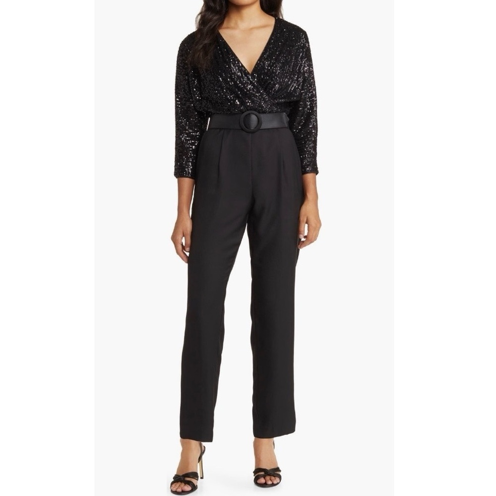 Eliza J Black Sequin Jumpsuit